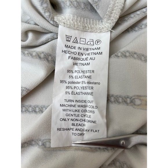 Michael Kors Women's White Chain Print Quarter Zip Long Sleeve Blouse Top M‎ - Picture 8 of 10